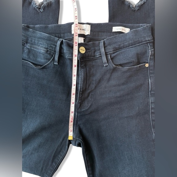 FRAME Denim - Le High Skinny Double Triangle Raw Hem Jeans | Keen Dark Wash | 29 - Picture 10 of 16